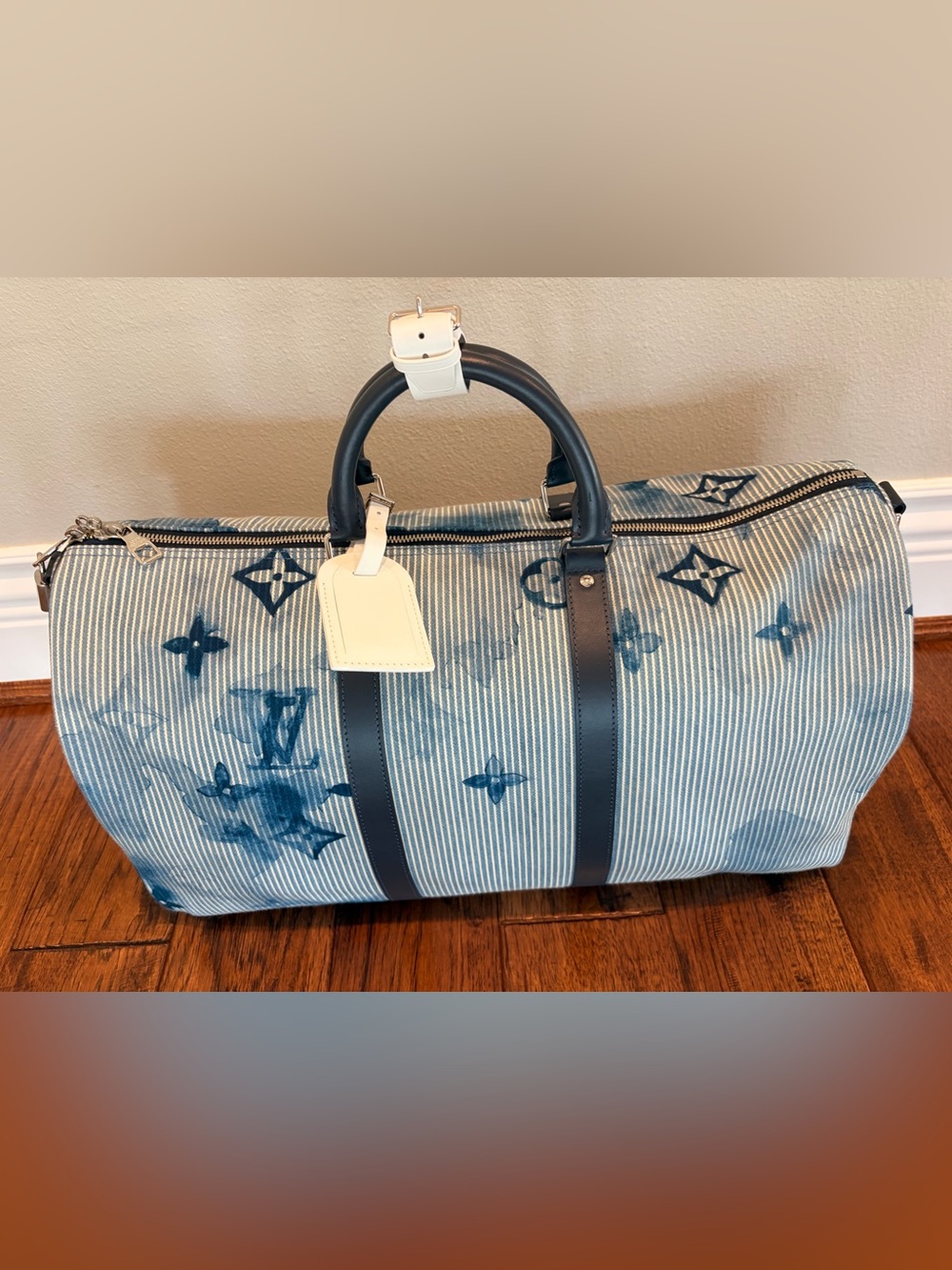 Louis Vuitton Keepall Bandoulière 50 Watercolor Hickory Striped Denim